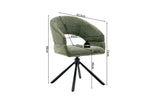 Chaise Pivotante de Salle à Manger AMBERY en Tissu - 60 x 63,5 cm