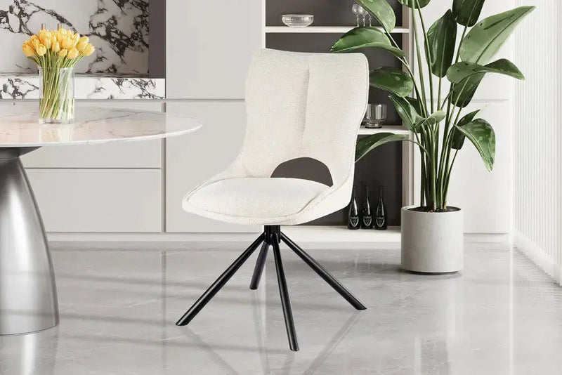MORI – Chaise de salle à manger pivotante en tissu – 48 x 59,5 cm