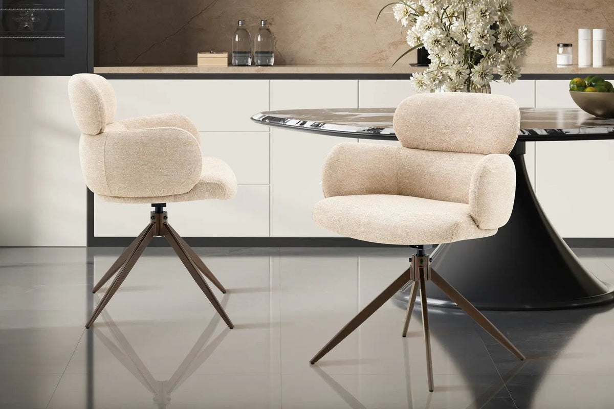Chaise Pivotante de Salle à Manger ROXANA en Tissu - 59 x 58 cm