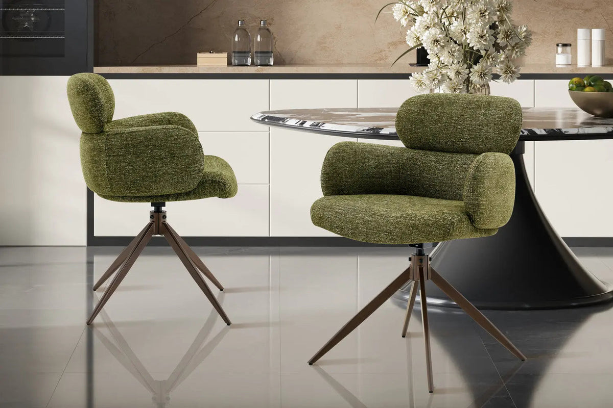 Chaise Pivotante de Salle à Manger ROXANA en Tissu - 59 x 58 cm