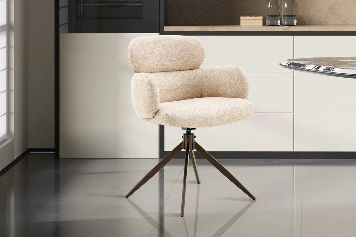 Chaise Pivotante de Salle à Manger ROXANA en Tissu - 59 x 58 cm