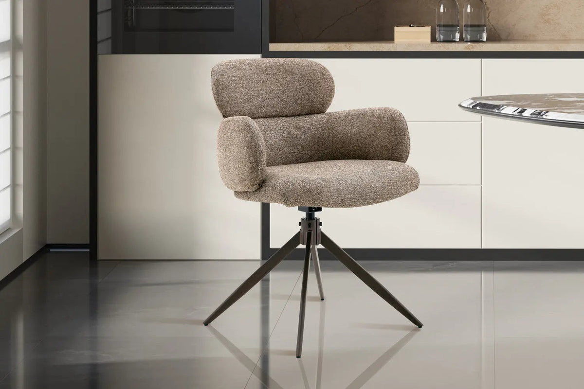 Chaise Pivotante de Salle à Manger ROXANA en Tissu - 59 x 58 cm