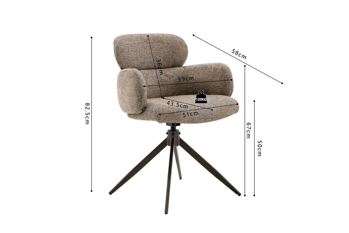 Chaise Pivotante de Salle à Manger ROXANA en Tissu - 59 x 58 cm