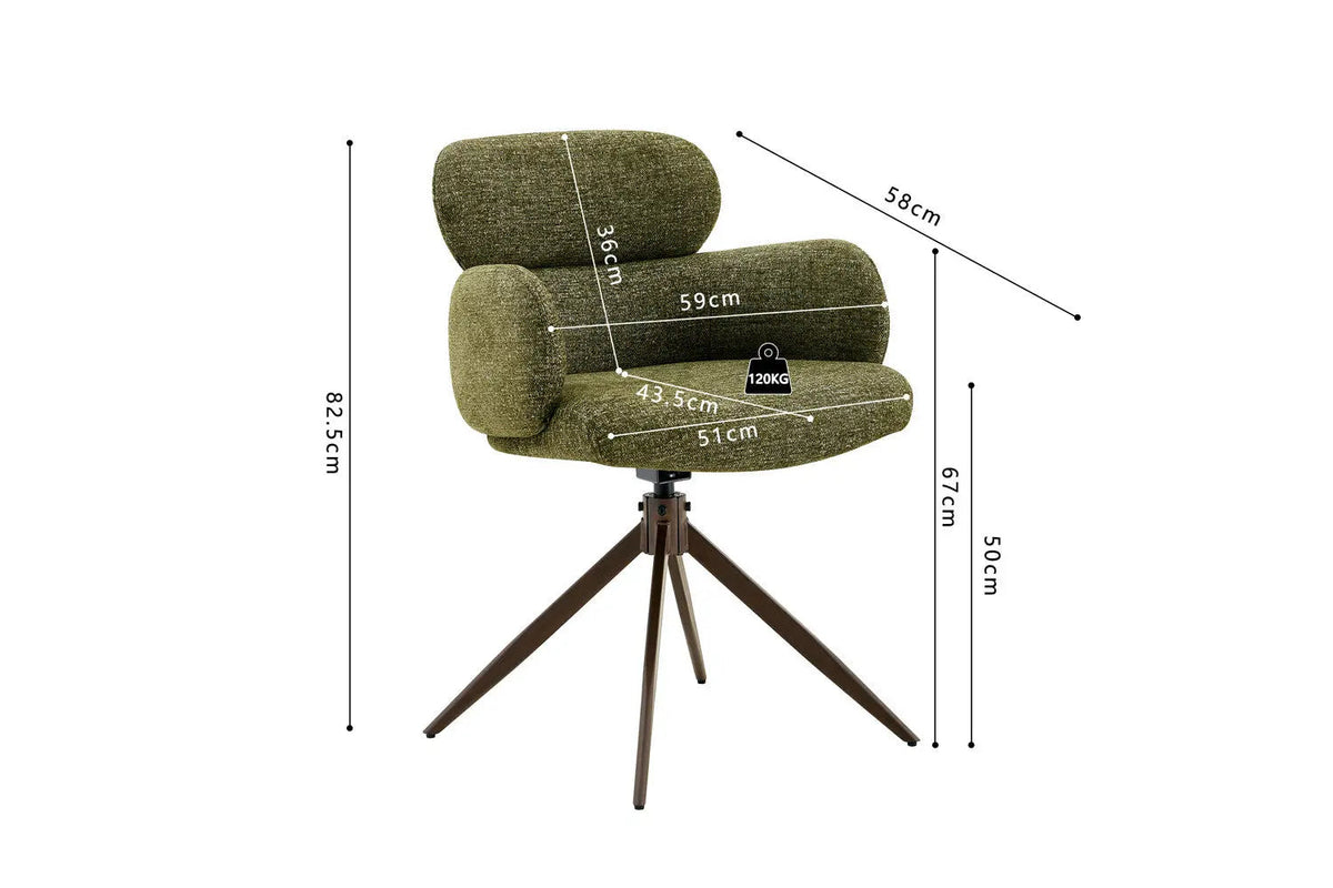Chaise Pivotante de Salle à Manger ROXANA en Tissu - 59 x 58 cm