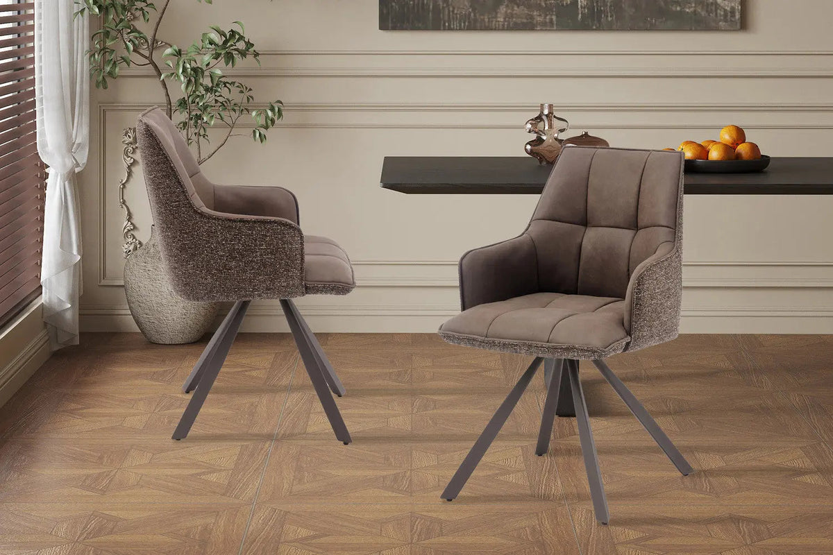 Chaise Pivotante de Salle à Manger SOLEN en Tissu - 55 x 62 cm