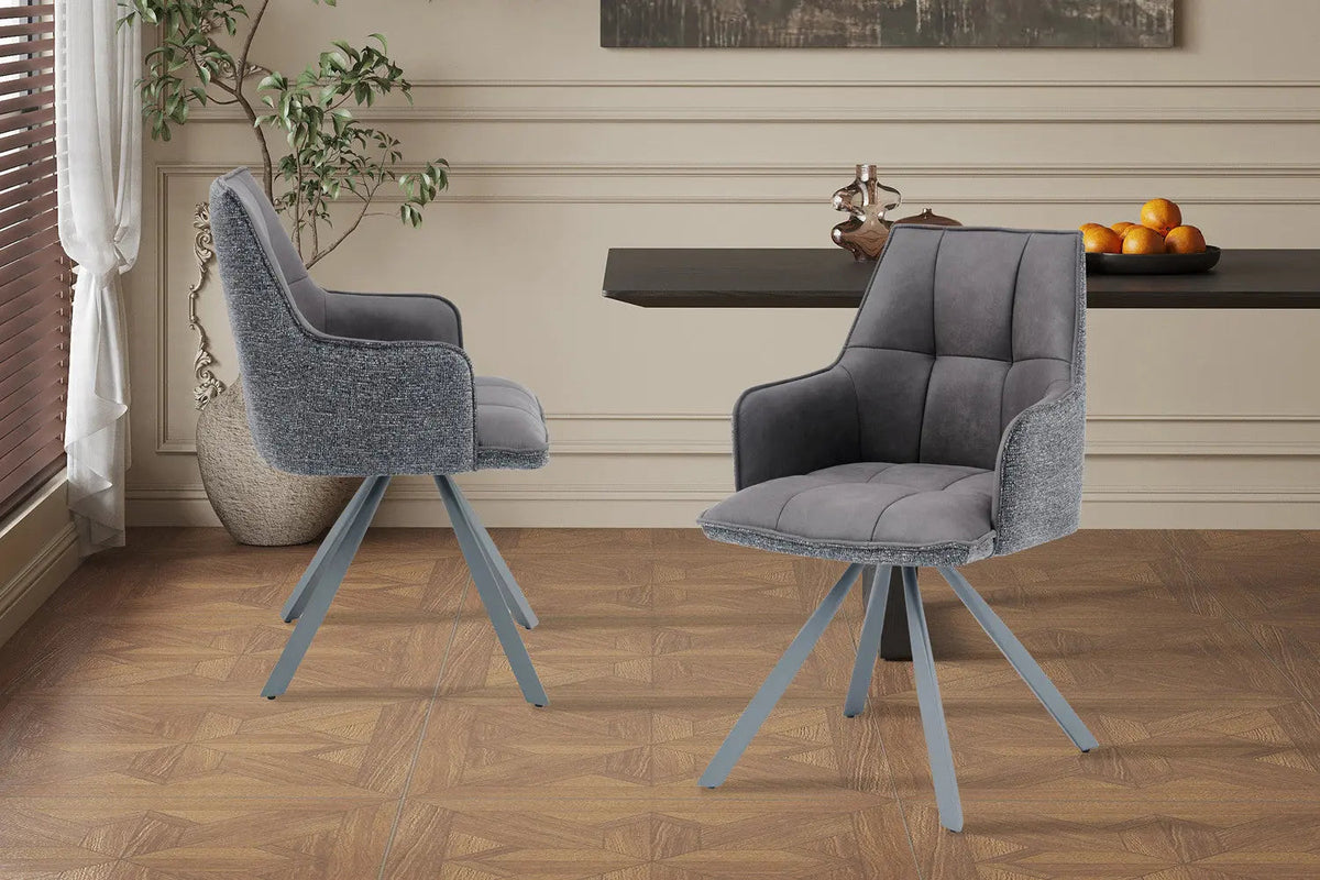 Chaise Pivotante de Salle à Manger SOLEN en Tissu - 55 x 62 cm