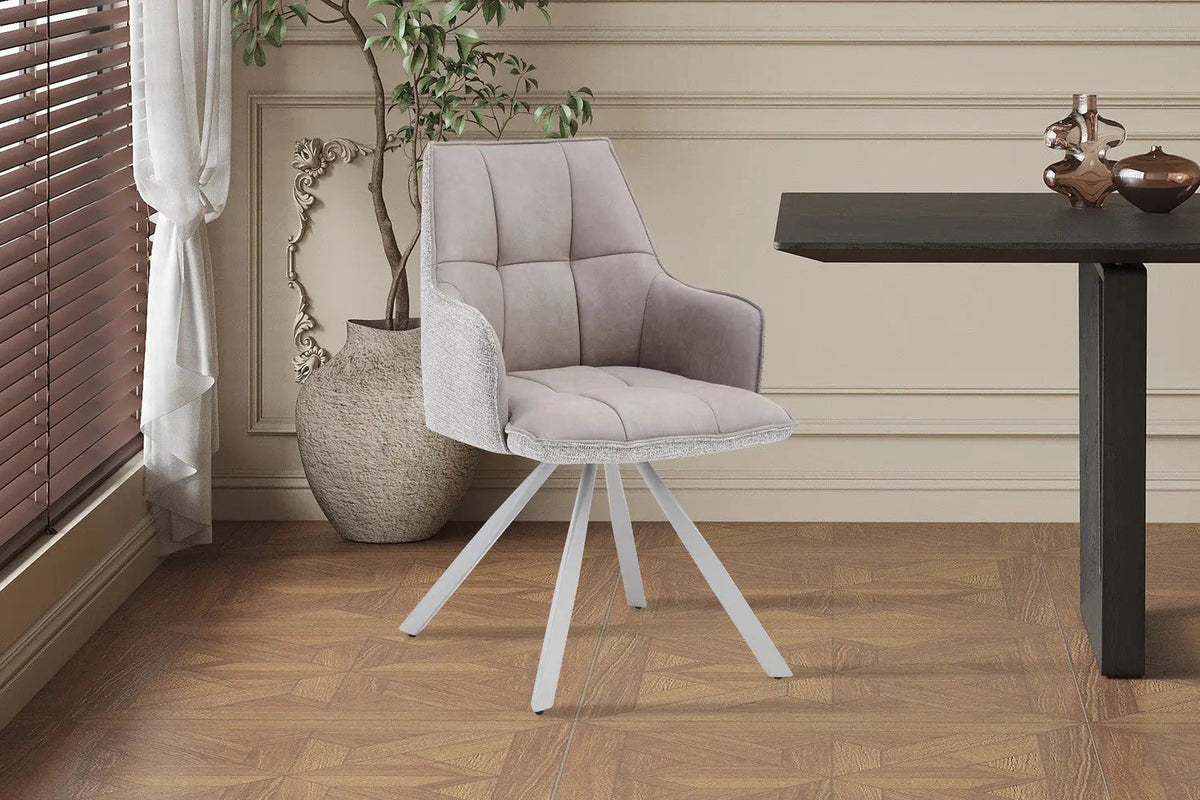 Chaise Pivotante de Salle à Manger SOLEN en Tissu - 55 x 62 cm