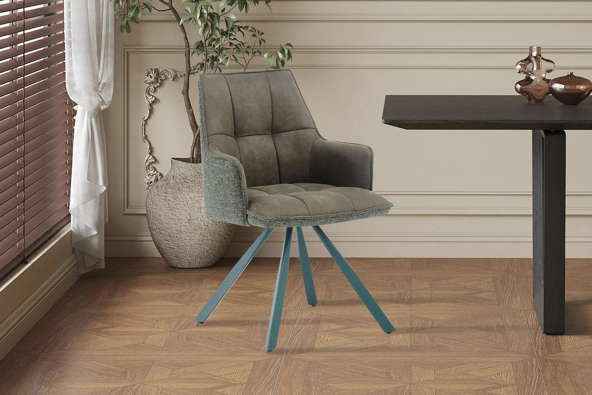 Chaise Pivotante de Salle à Manger SOLEN en Tissu - 55 x 62 cm