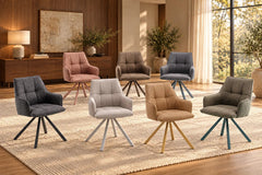 Chaise Pivotante de Salle à Manger SOLEN en Tissu - 55 x 62 cm