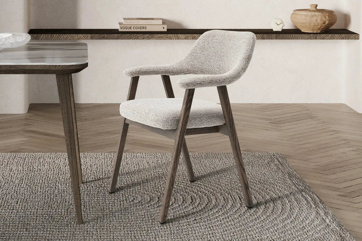 Chaise avec Accoudoirs CORALYA en Chêne Massif Fumé - 64 x 59.5 cm