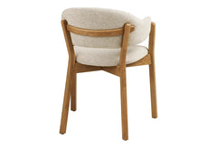 Chaise avec Accoudoirs de Salle à Manger DUNKIRK Effet Bois Chêne Clair et Tissu Écru - 60 x 59 cm