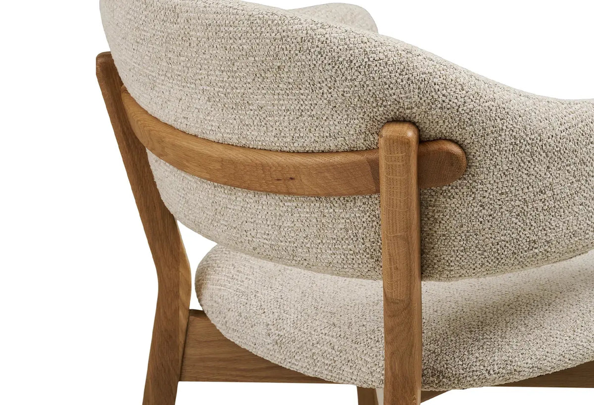 Chaise avec Accoudoirs de Salle à Manger DUNKIRK Effet Bois Chêne Clair et Tissu Écru - 60 x 59 cm