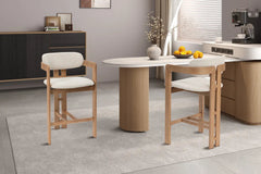 Chaise de Bar KAMELIA Beige en Bois de Frêne - 56 x 52 cm