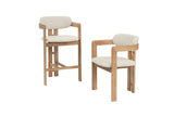 Chaise de Bar KAMELIA Beige en Bois de Frêne - 56 x 52 cm