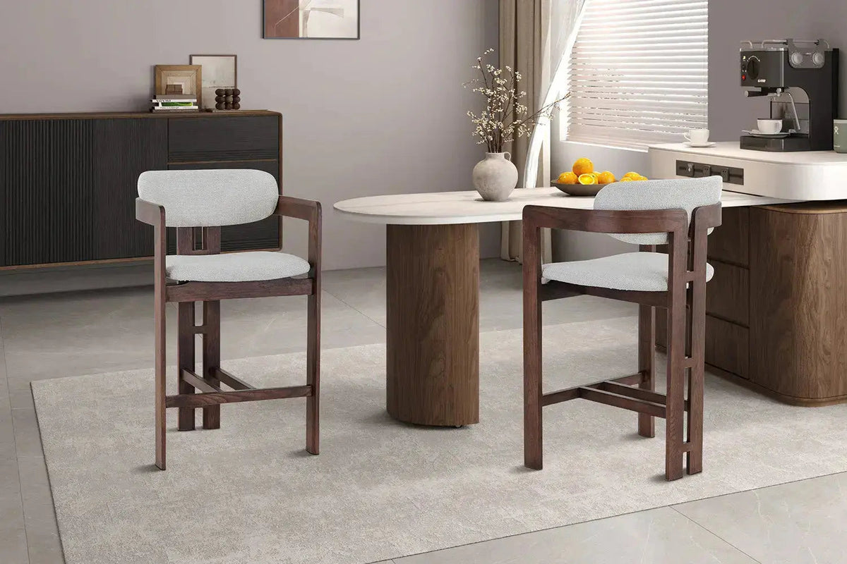 Chaise de Bar KAMELIA Beige en Bois de Frêne - 56 x 52 cm