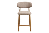 Chaise de Bar LEVANTO Tissu Sable Pieds Effet Bois - 52 x 55 cm