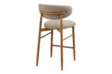 Chaise de Bar LEVANTO Tissu Sable Pieds Effet Bois - 52 x 55 cm