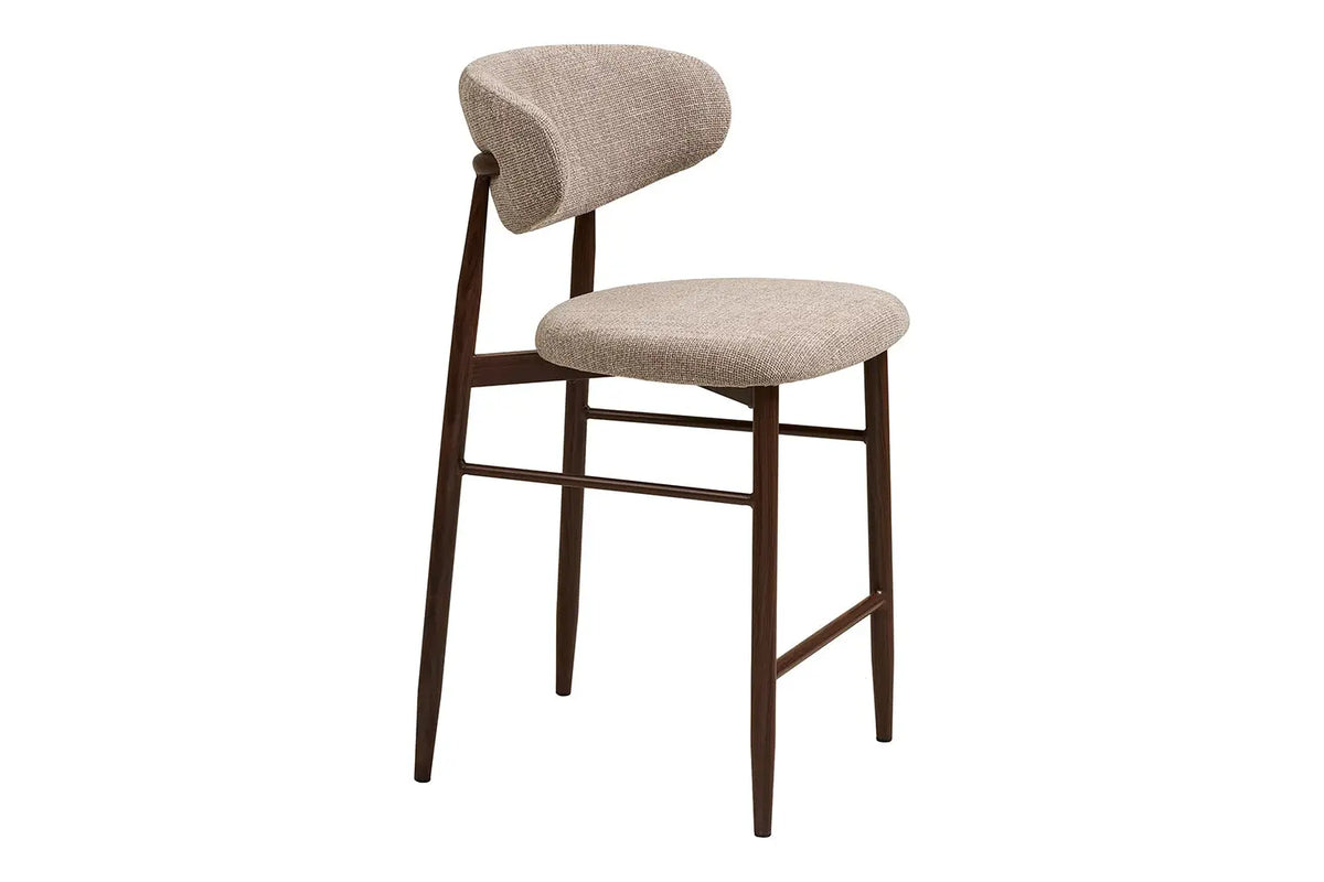 Chaise de Bar LEVANTO Tissu Sable Pieds Effet Bois - 52 x 55 cm