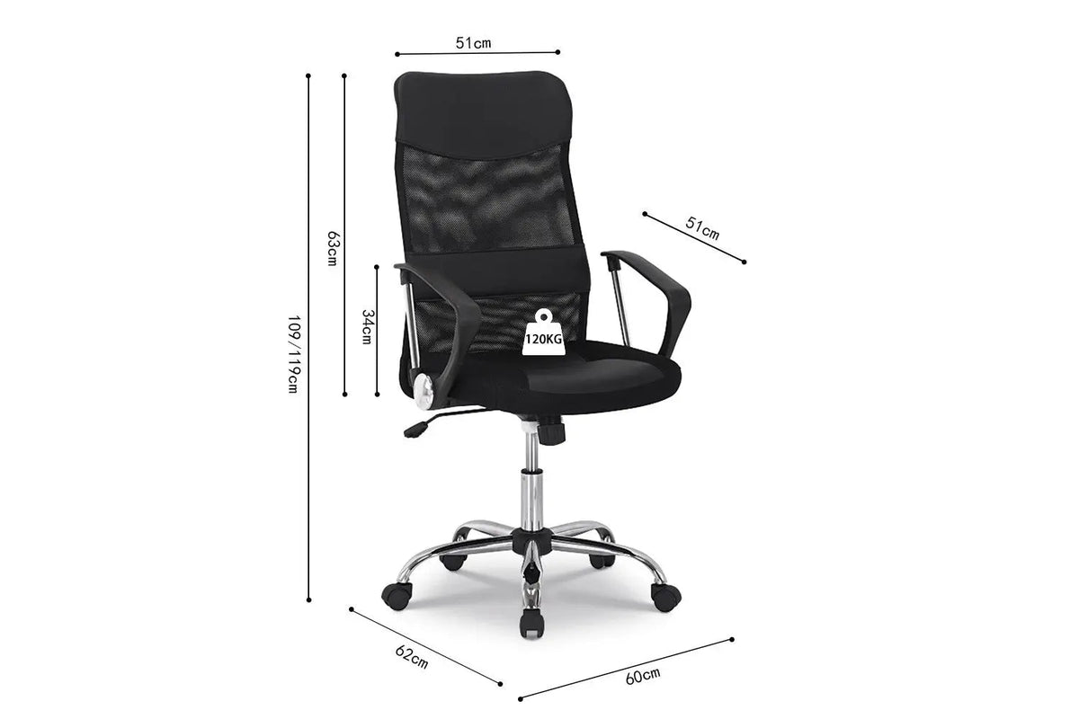 Chaise de Bureau MAXY en Maille - Chaise de bureau dossier haut 60 x 62 cm