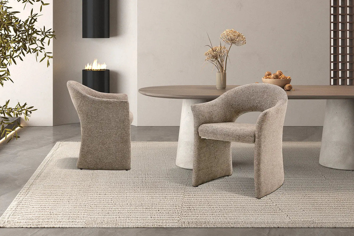 Chaise de Salle à Manger CHARLYNE avec Accoudoirs en Tissu - 66 x 61,5 cm