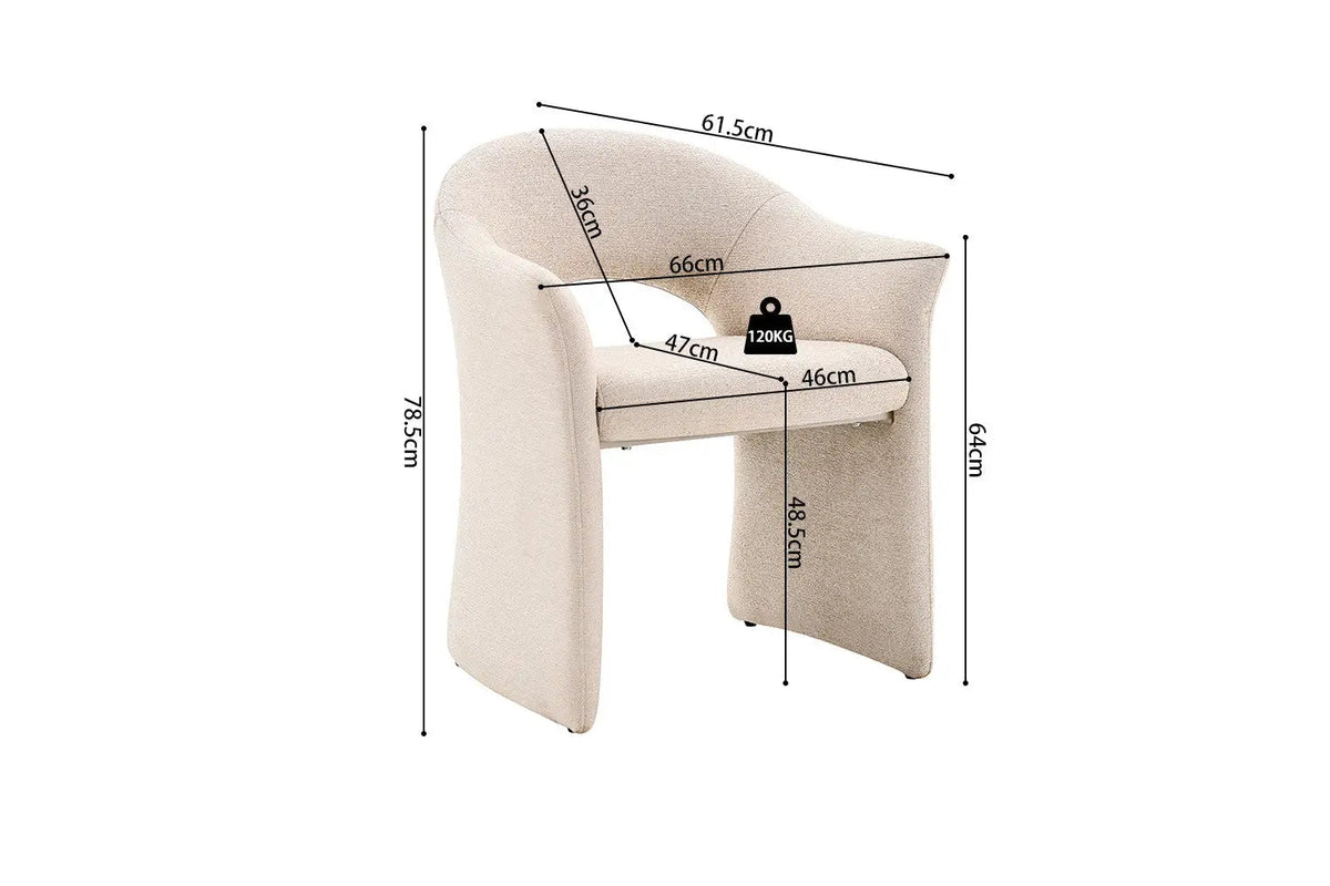 Chaise de Salle à Manger CHARLYNE avec Accoudoirs en Tissu - 66 x 61,5 cm