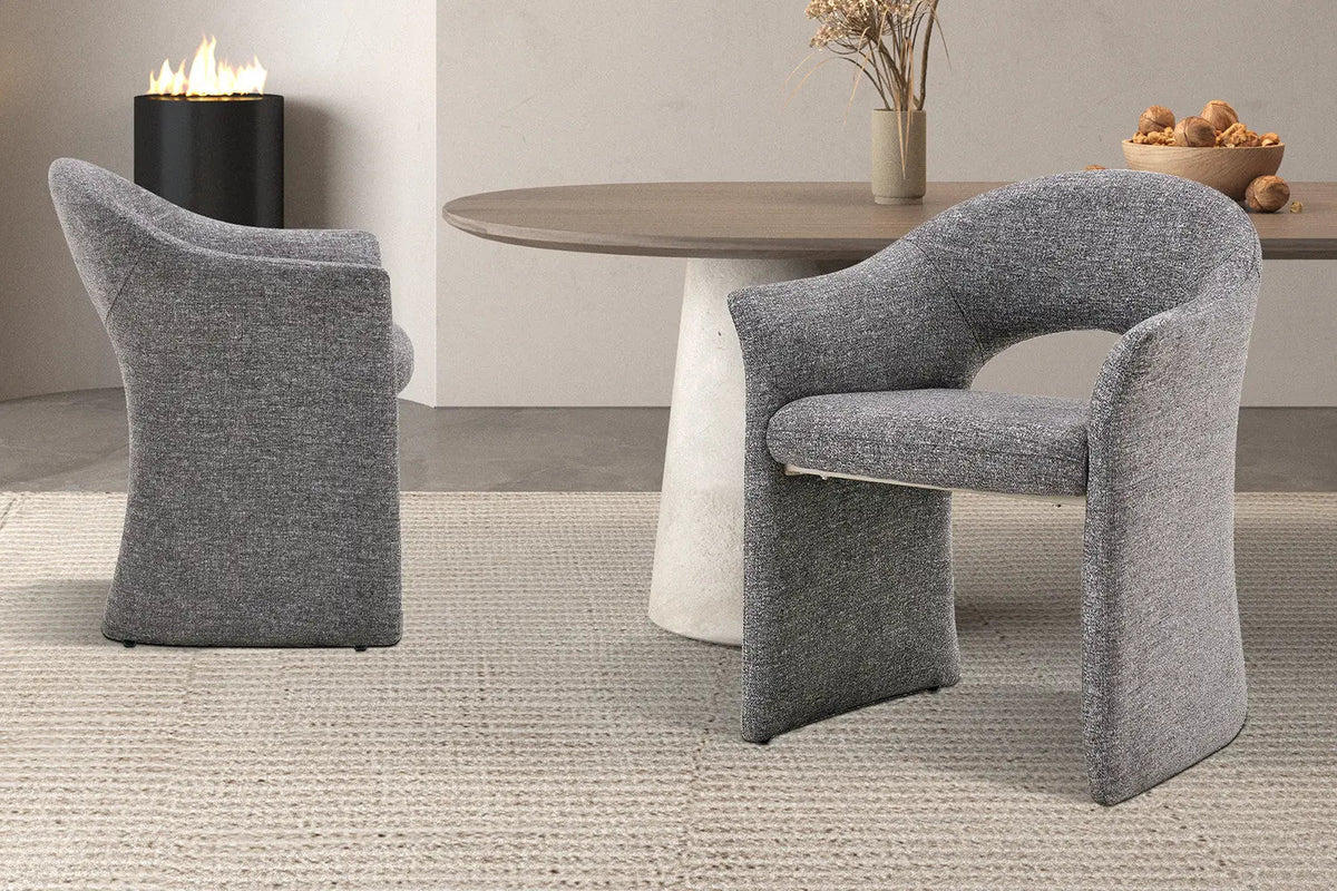 Chaise de Salle à Manger CHARLYNE avec Accoudoirs en Tissu - 66 x 61,5 cm