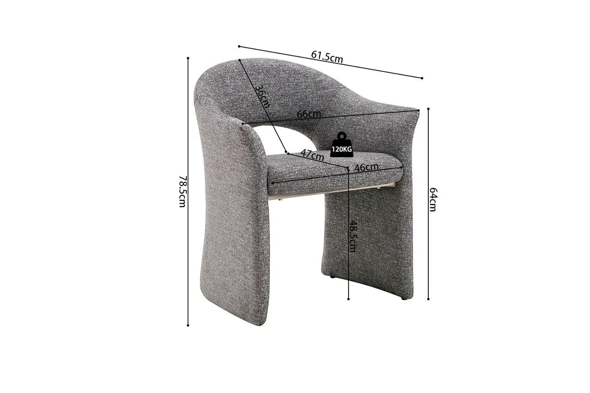 Chaise de Salle à Manger CHARLYNE avec Accoudoirs en Tissu - 66 x 61,5 cm