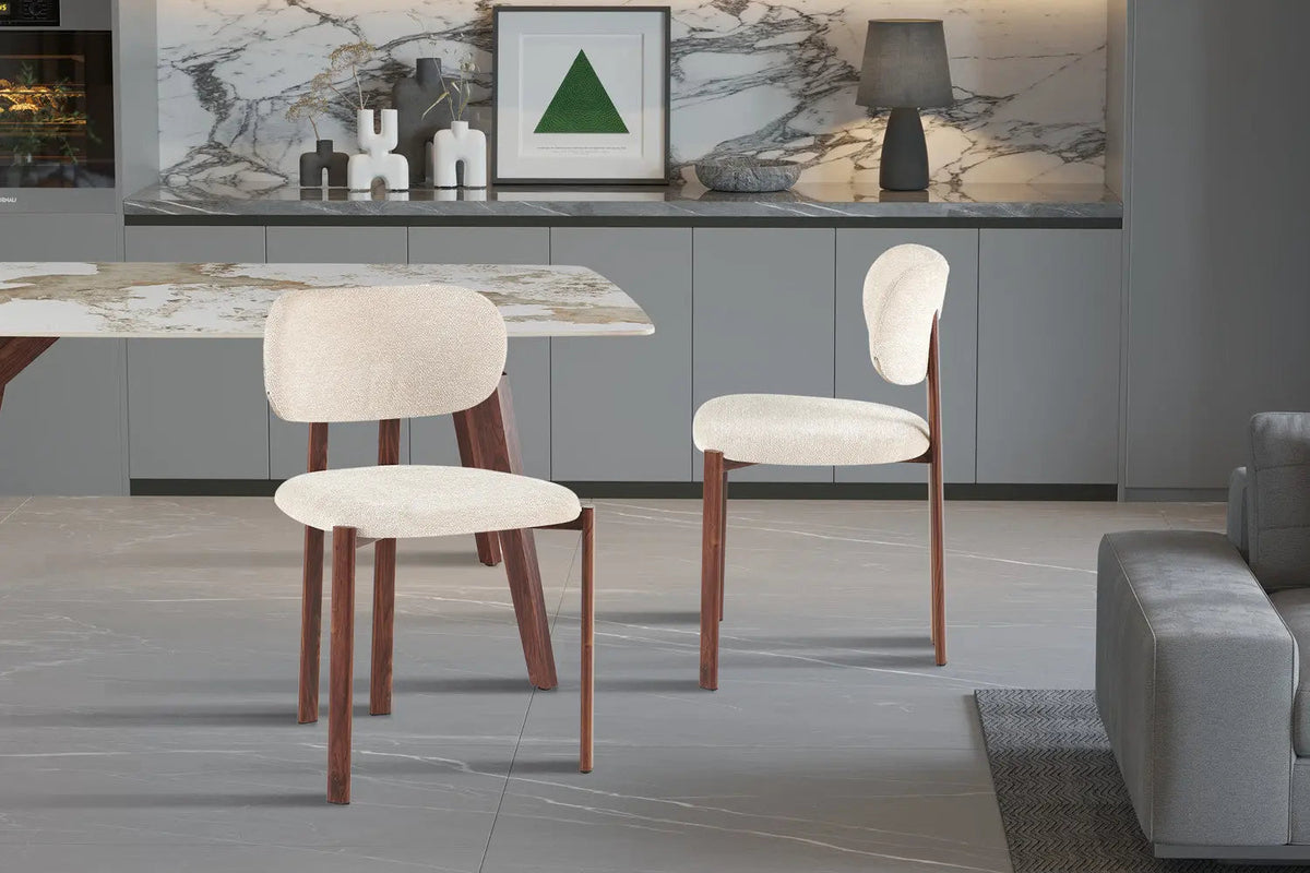 Chaise de Salle à Manger JADY en Tissu Bouclé - 49,5 x 49 cm