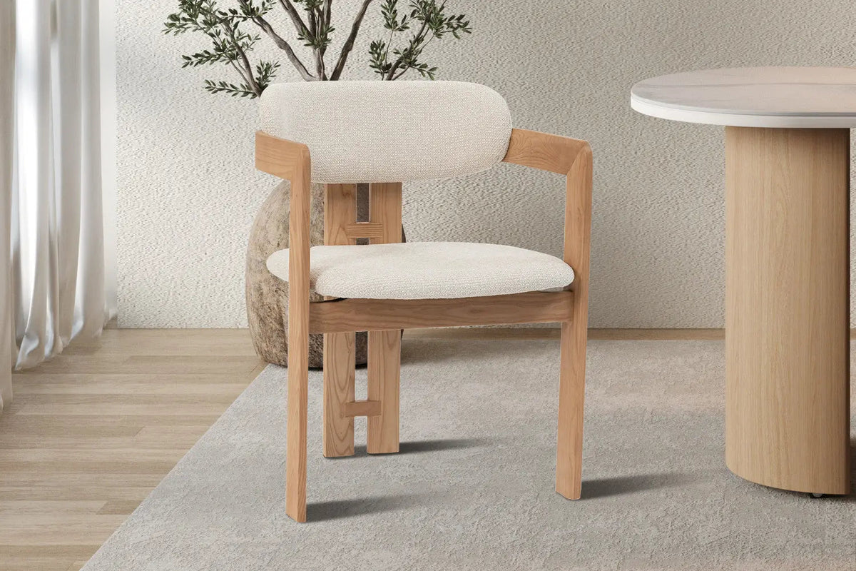 Chaise de Salle à Manger KAMELIA Beige en Bois de Frêne - 56 x 52 cm