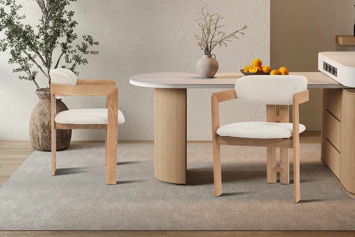 Chaise de Salle à Manger KAMELIA Beige en Bois de Frêne - 56 x 52 cm