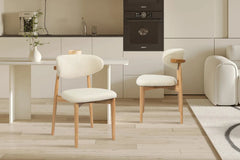Chaise de Salle à Manger KAYLA en Chêne Massif Beige - 50 x 56 cm