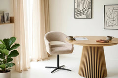 Chaise de Salle à Manger Pivotante avec Pieds Noirs DOVER Sable Chiné - 60 x 58 cm