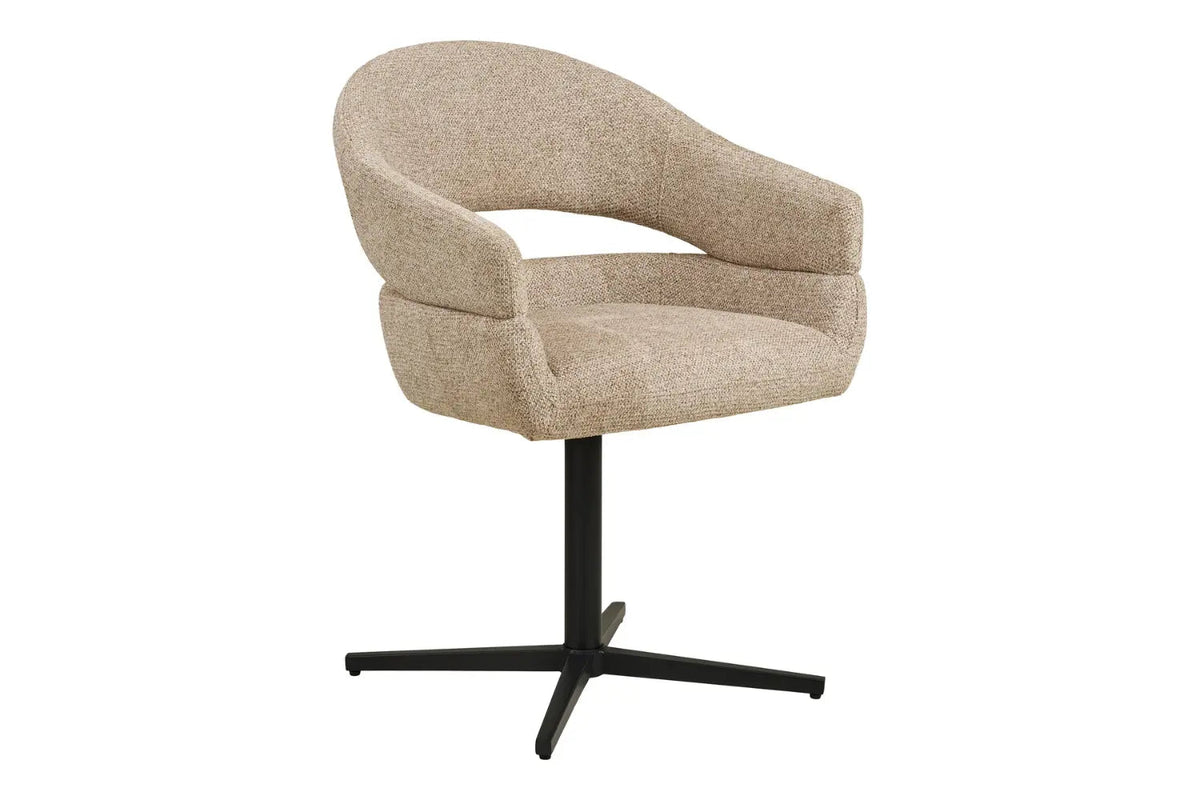 Chaise de Salle à Manger Pivotante avec Pieds Noirs DOVER Sable Chiné - 60 x 58 cm