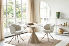 Chaise de Salle à Manger Pivotante avec Pieds et Tissu Sable FULHAM - 60 x 53 cm