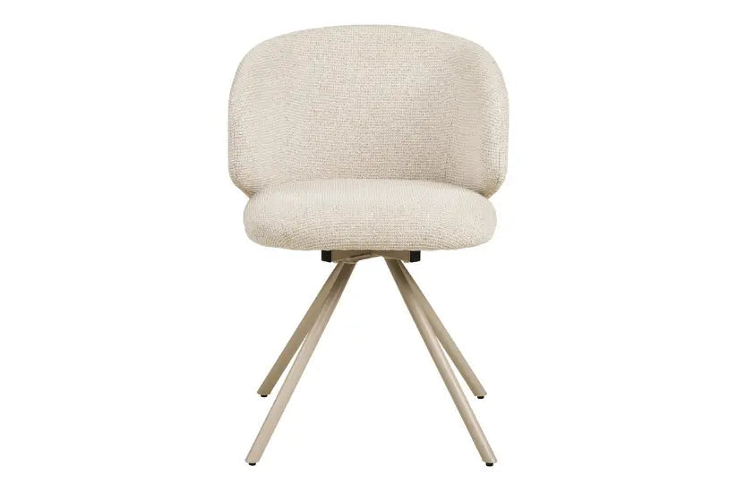 Chaise de Salle à Manger Pivotante avec Pieds et Tissu Sable FULHAM - 60 x 53 cm