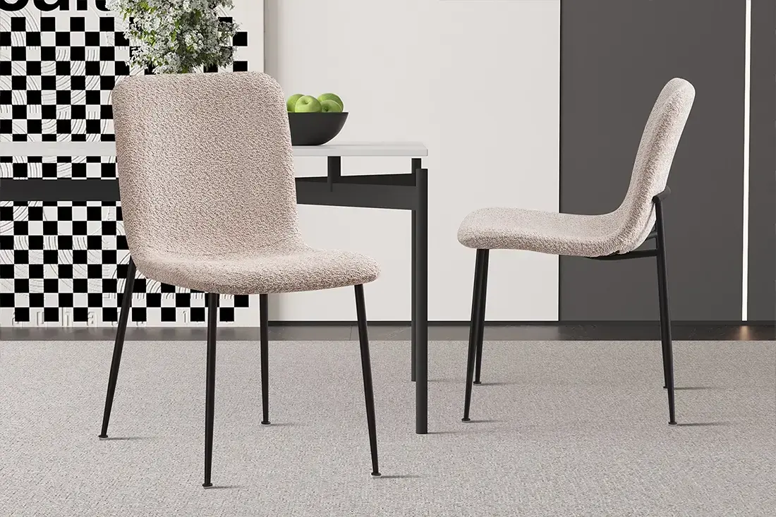 Chaise de Salle à Manger ALICYA Velours Côtelé ou Bouclé - 42 x 57 cm