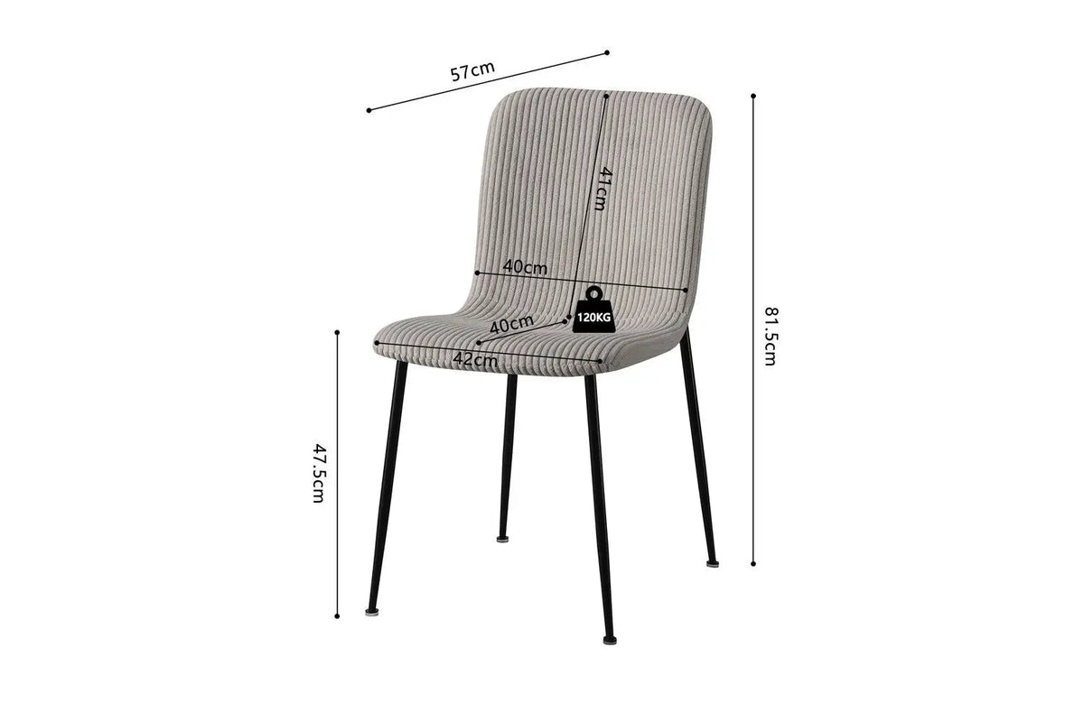 Chaise de Salle à Manger ALICYA Velours Côtelé ou Bouclé - 42 x 57 cm