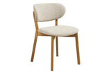Chaise de salle à manger DUNKIRK Effet Bois Chêne Clair et Tissu Écru - 52 x 59 cm