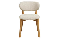 Chaise de salle à manger DUNKIRK Effet Bois Chêne Clair et Tissu Écru - 52 x 59 cm