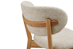 Chaise de salle à manger DUNKIRK Effet Bois Chêne Clair et Tissu Écru - 52 x 59 cm