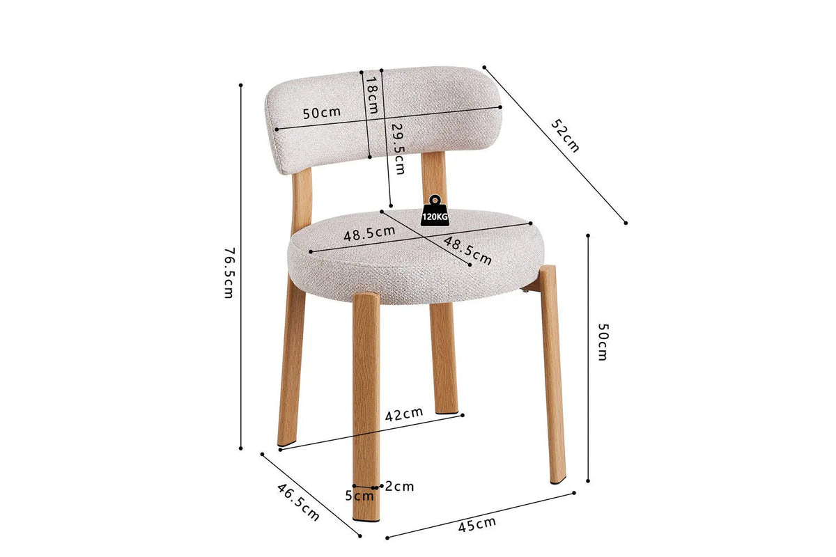 Chaise de salle à manger SAFYA Tissu Beige - 50 x 52 cm