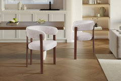 Chaise de salle à manger avec Accoudoirs SAFYA Tissu Beige - 60 x 52 cm