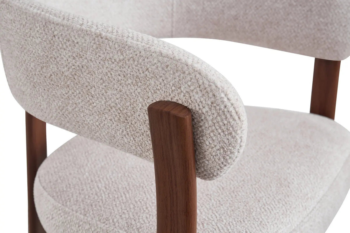 Chaise de salle à manger avec Accoudoirs SAFYA Tissu Beige - 60 x 52 cm
