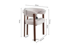Chaise de salle à manger avec Accoudoirs SAFYA Tissu Beige - 60 x 52 cm