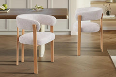 Chaise de salle à manger avec Accoudoirs SAFYA Tissu Beige - 60 x 52 cm