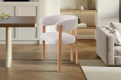 Chaise de salle à manger avec Accoudoirs SAFYA Tissu Beige - 60 x 52 cm