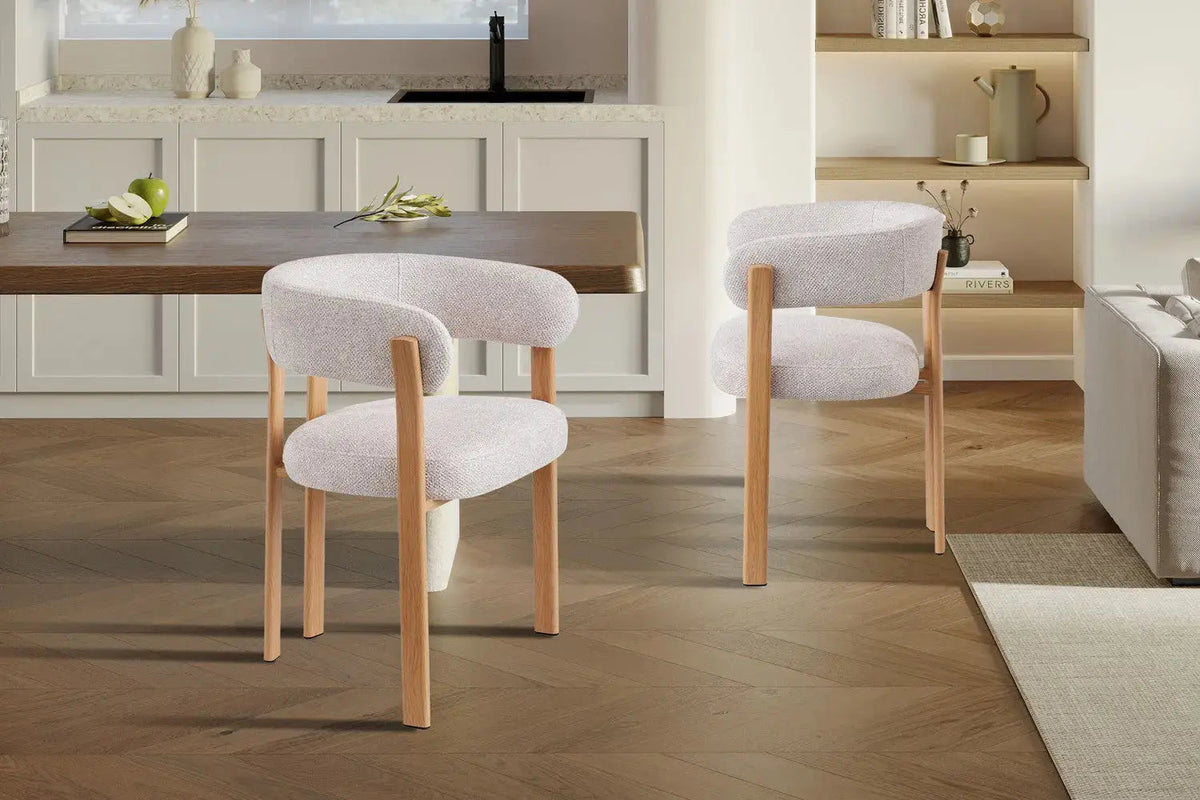 Chaise de salle à manger avec Accoudoirs SAFYA Tissu Beige - 60 x 52 cm
