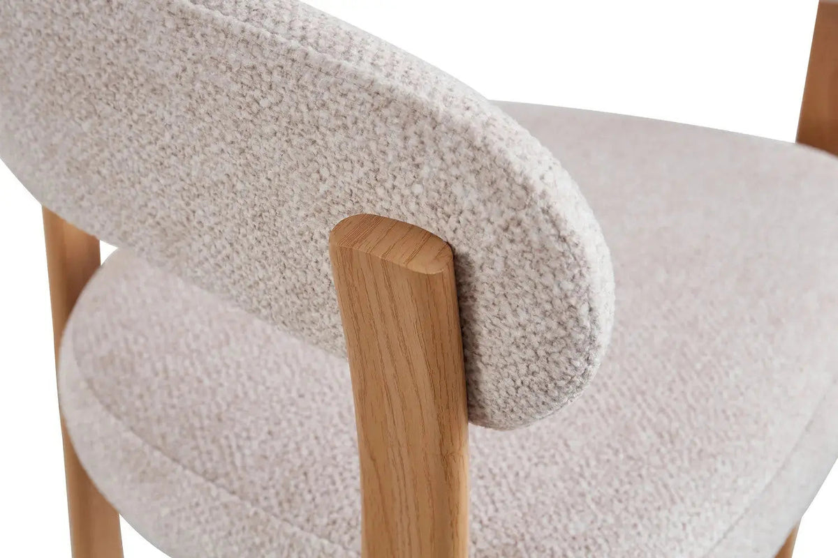 Chaise de salle à manger avec Accoudoirs SAFYA Tissu Beige - 60 x 52 cm