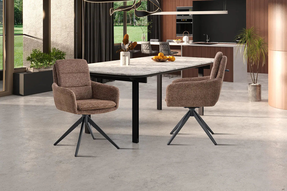 Chaises Pivotantes de Salle à Manger LISAYA avec Accoudoirs - 92,5 x 60,5 cm
