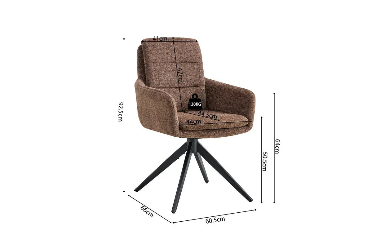 Chaises Pivotantes de Salle à Manger LISAYA avec Accoudoirs - 92,5 x 60,5 cm